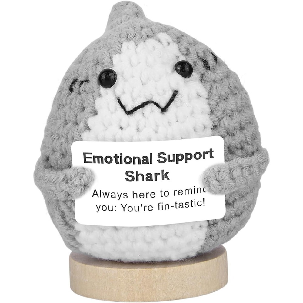 Emotional Support Shark Positive Crochet Animals Shark Gifts, Decor Shark Stu...